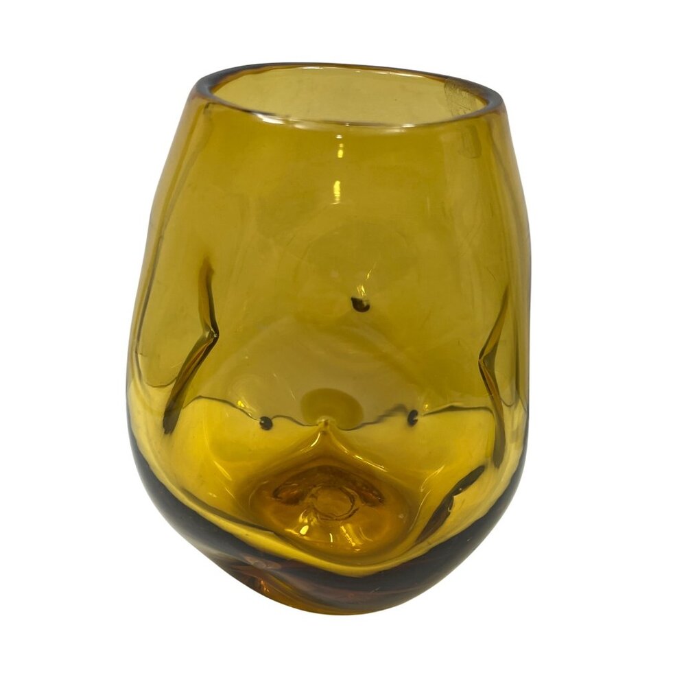 Amber Handblown Glass Vase With Unique Organic Design & Smooth Finish C79
